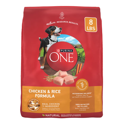 Purina ONE Chicken and Rice Formula Dry Dog Food - 8 or 16.5 lb. Bag