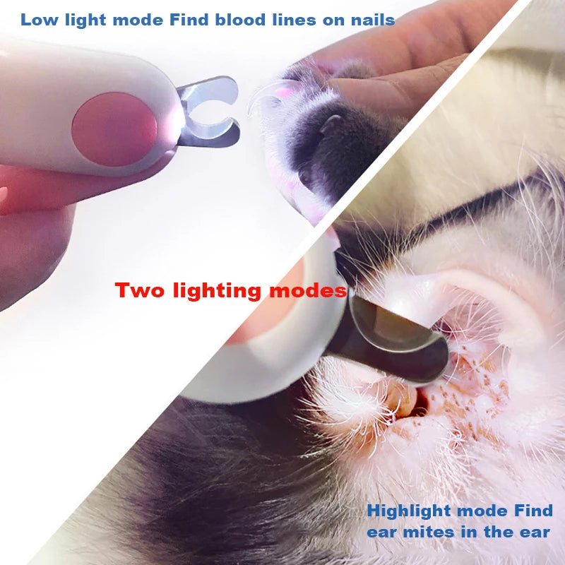 Professional Pet Nail Clipper - LED Light Pet Grooming Scissors for Cats Small Dogs