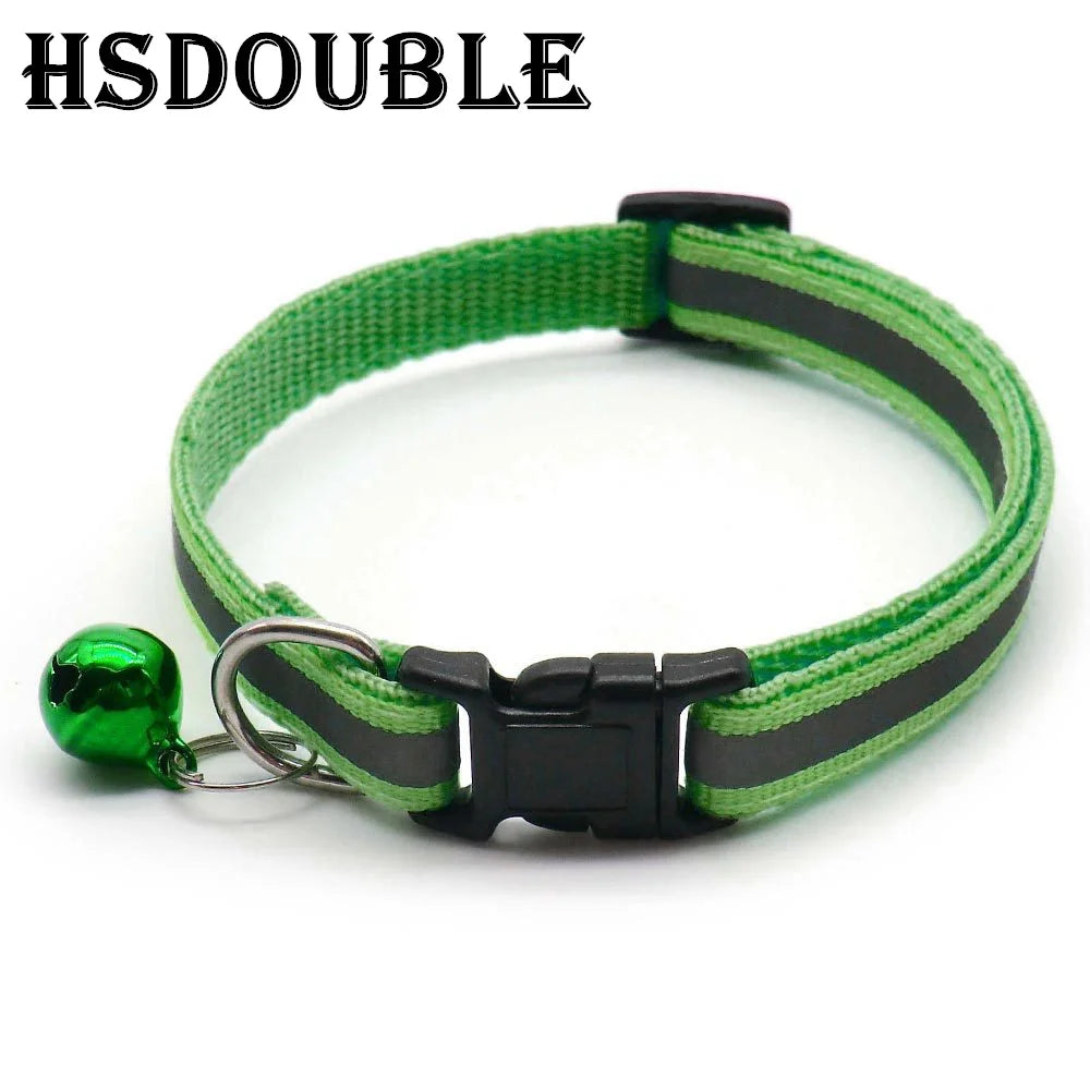 Reflective Adjustable Cat and Small Dog Collars - 2 per pack, 12 Colors with Bells