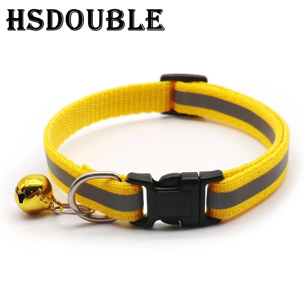 Reflective Adjustable Cat and Small Dog Collars - 2 per pack, 12 Colors with Bells