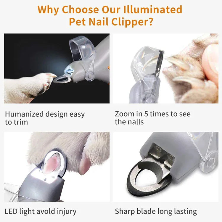 Professional Pet Nail Clippers - LED Light for Cats, Dogs, Small Animals