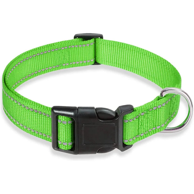 Dog Collar Strap With Adjustable Safety - Reflective Nylon Pet Collar for Small to Medium Size Pets