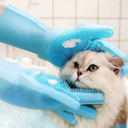 Pet cat bath accessories Scrub brush Teddy silicone bath gloves anti-scratch and anti-bite bath products