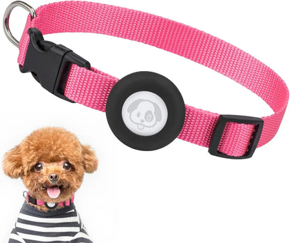 Adjustable Airtag Holder Dog Collar with Quick Snap Buckle for Small Dogs