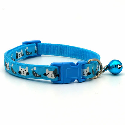 Dog or Cat Collar with Bell - Colorful Pattern, Adjustable Collars for Small Pets