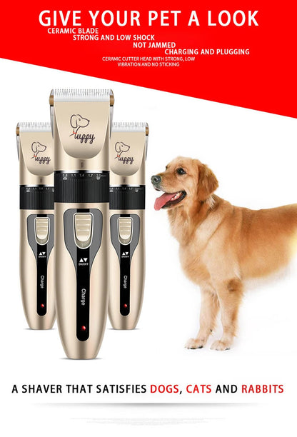 Professional Pet Grooming Set - Electric Cordless Rechargeable Dog Clippers, Ceramic Blade