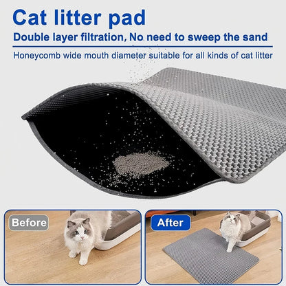 Pet Cat Litter Mat Waterproof Double Layer Cat Litter Trapping Big Pet Litter Box Mat Clean Pad Products For Cats Accessories