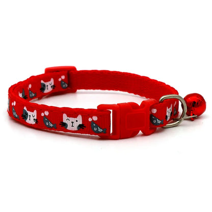 Dog or Cat Collar with Bell - Colorful Pattern, Adjustable Collars for Small Pets