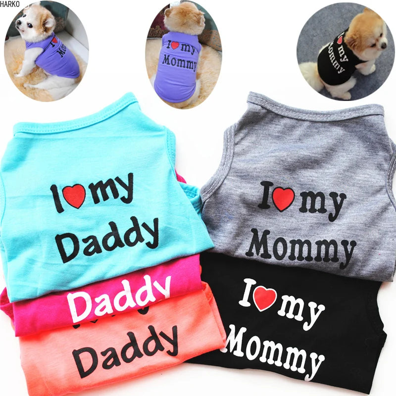 Printed Summer Pets t-shirt - Dog / Cat Cotton Clothes for Small Pets