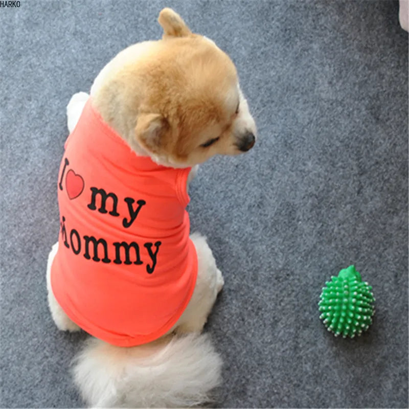 Printed Summer Pets t-shirt - Dog / Cat Cotton Clothes for Small Pets