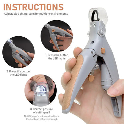 Professional Pet Nail Clippers - LED Light for Cats, Dogs, Small Animals