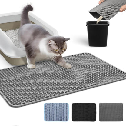 Cat Litter Mat - Water Proof Double Layer Foldable Cat Litter Trapping Bed Pads