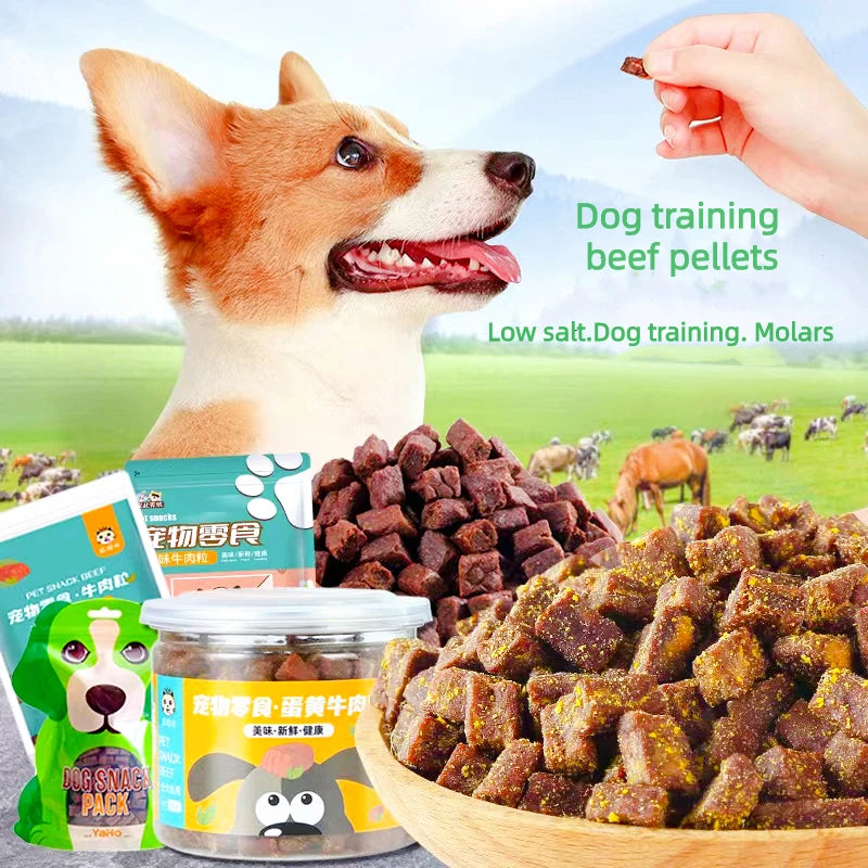 Dog Beef Pellet Jerky Snacks - Training Reward, Calcium Supplement, Nutritious and Delicious