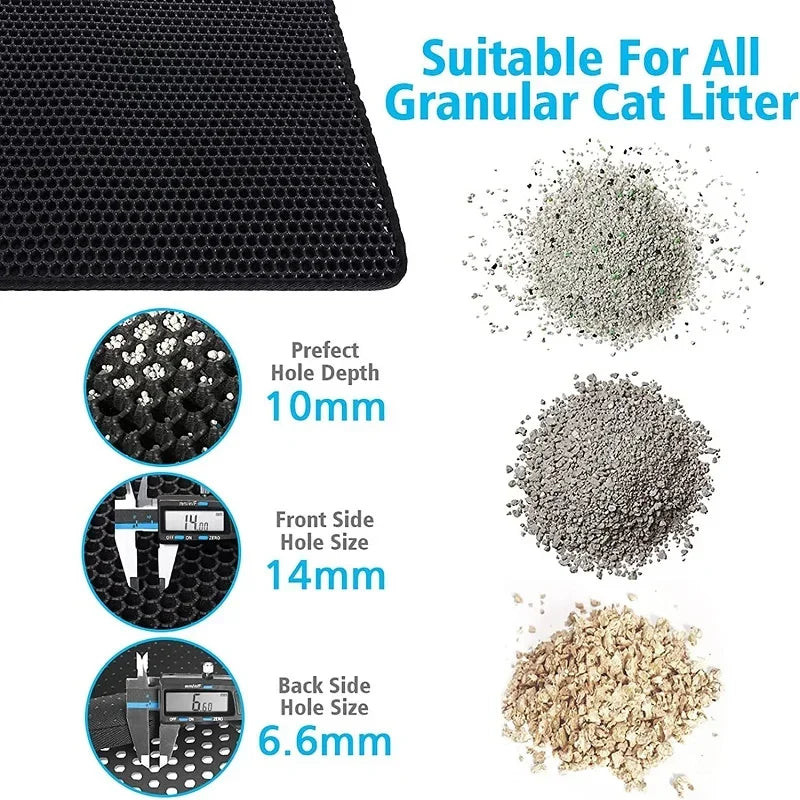 Cat Litter Mat - Water Proof Double Layer Foldable Cat Litter Trapping Bed Pads