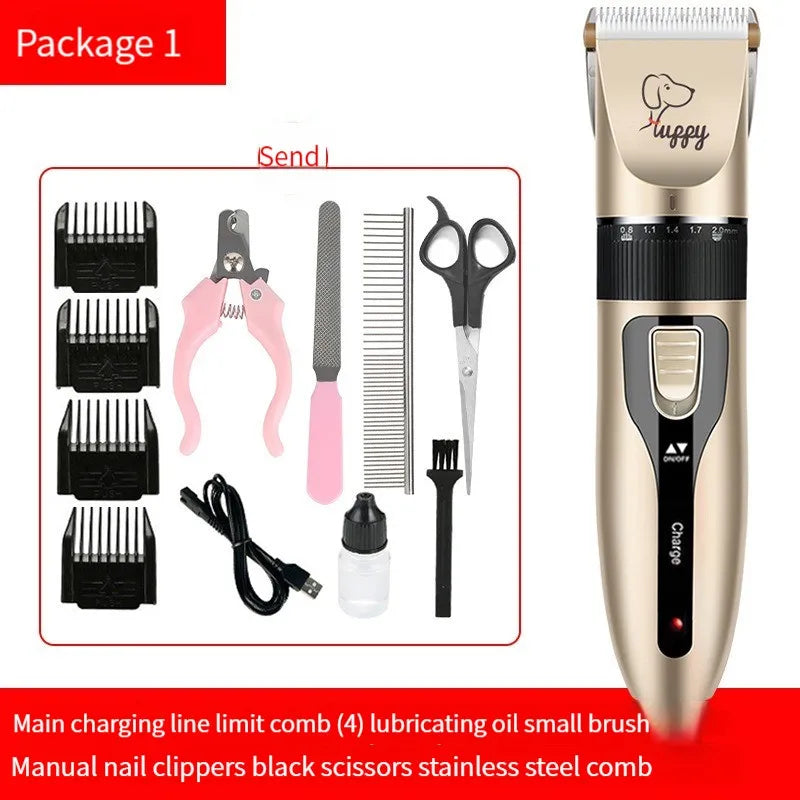 Professional Pet Grooming Set - Electric Cordless Rechargeable Dog Clippers, Ceramic Blade