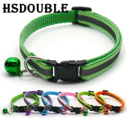 Reflective Adjustable Cat and Small Dog Collars - 2 per pack, 12 Colors with Bells