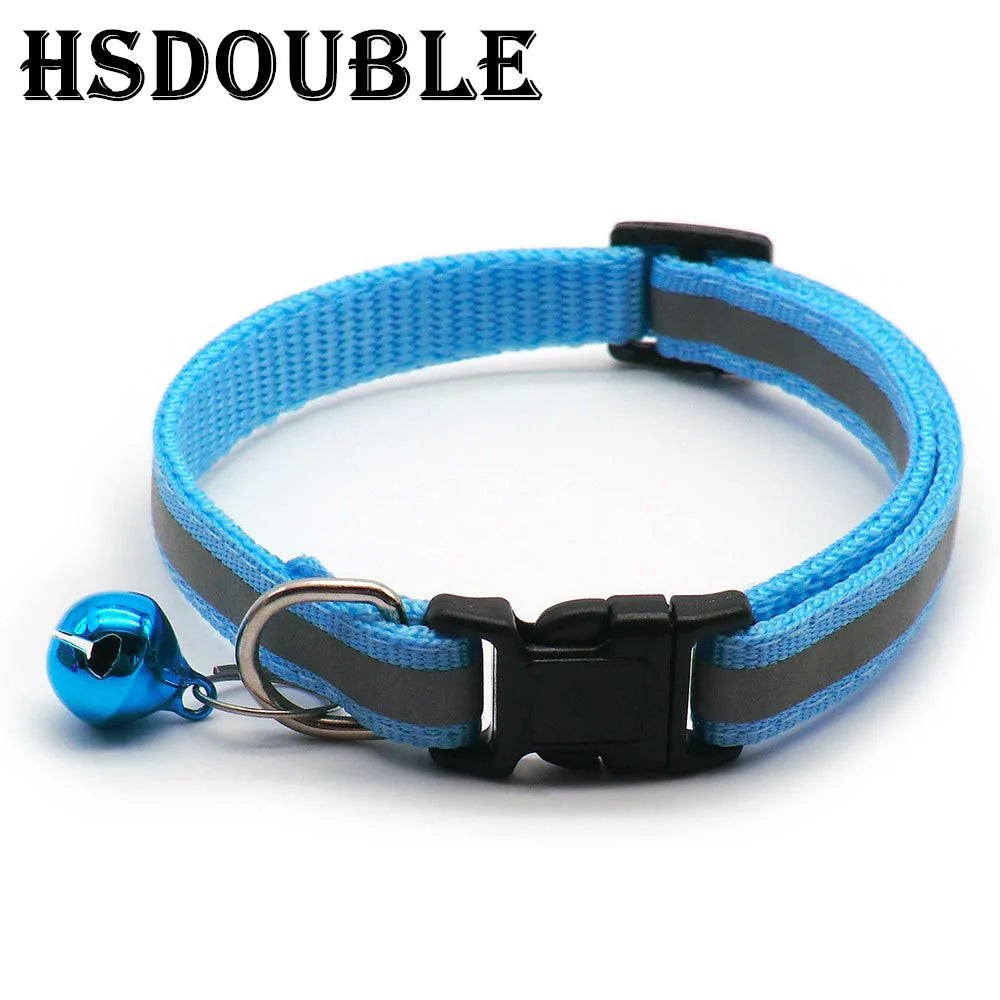 Reflective Adjustable Cat and Small Dog Collars - 2 per pack, 12 Colors with Bells