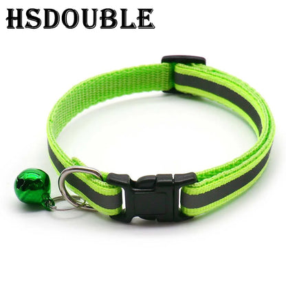 Reflective Adjustable Cat and Small Dog Collars - 2 per pack, 12 Colors with Bells