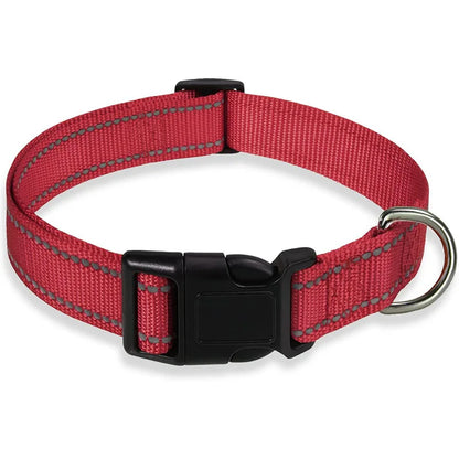 Dog Collar Strap With Adjustable Safety - Reflective Nylon Pet Collar for Small to Medium Size Pets