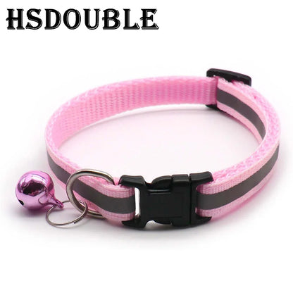 Reflective Adjustable Cat and Small Dog Collars - 2 per pack, 12 Colors with Bells