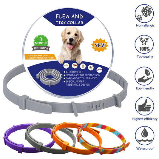 Professional 8 Month Protection Flea & Tick Collar - Anti-mosquito Silicone Dog Cat Collar Wear Resistant