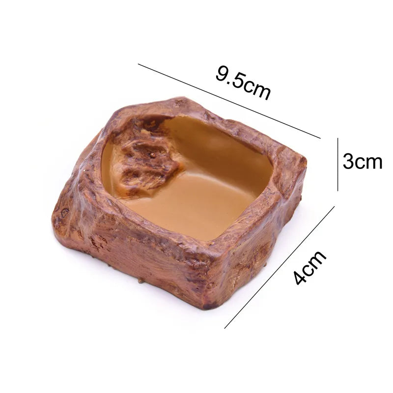 Pet Feeder Bowl - Tortoise Drinker Reptile Feeder Dispenser Landscaping Lizard Water Feeder