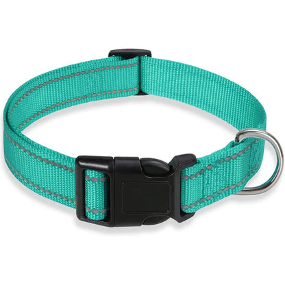 Dog Collar Strap With Adjustable Safety - Reflective Nylon Pet Collar for Small to Medium Size Pets