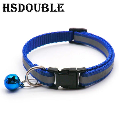 Reflective Adjustable Cat and Small Dog Collars - 2 per pack, 12 Colors with Bells