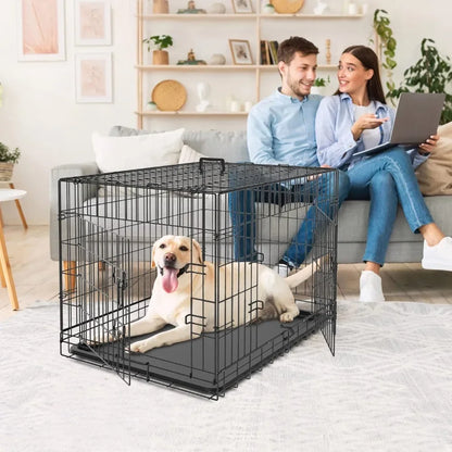 Dog Crates for Large and Medium Dogs Foldable Metal Wire Kennel 30/36/42 Inches