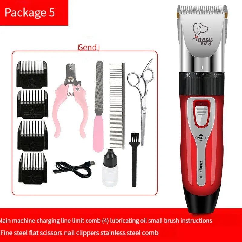 Professional Pet Grooming Set - Electric Cordless Rechargeable Dog Clippers, Ceramic Blade