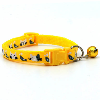 Dog or Cat Collar with Bell - Colorful Pattern, Adjustable Collars for Small Pets