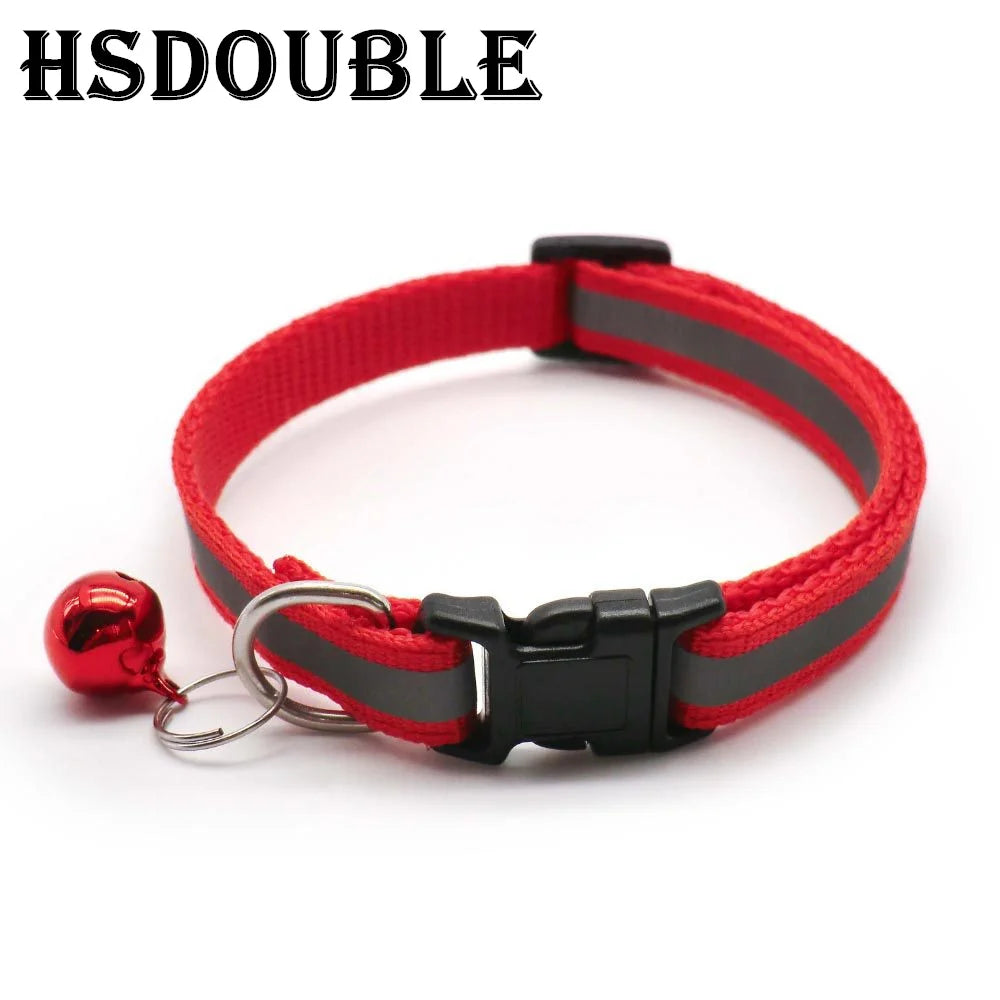 Reflective Adjustable Cat and Small Dog Collars - 2 per pack, 12 Colors with Bells