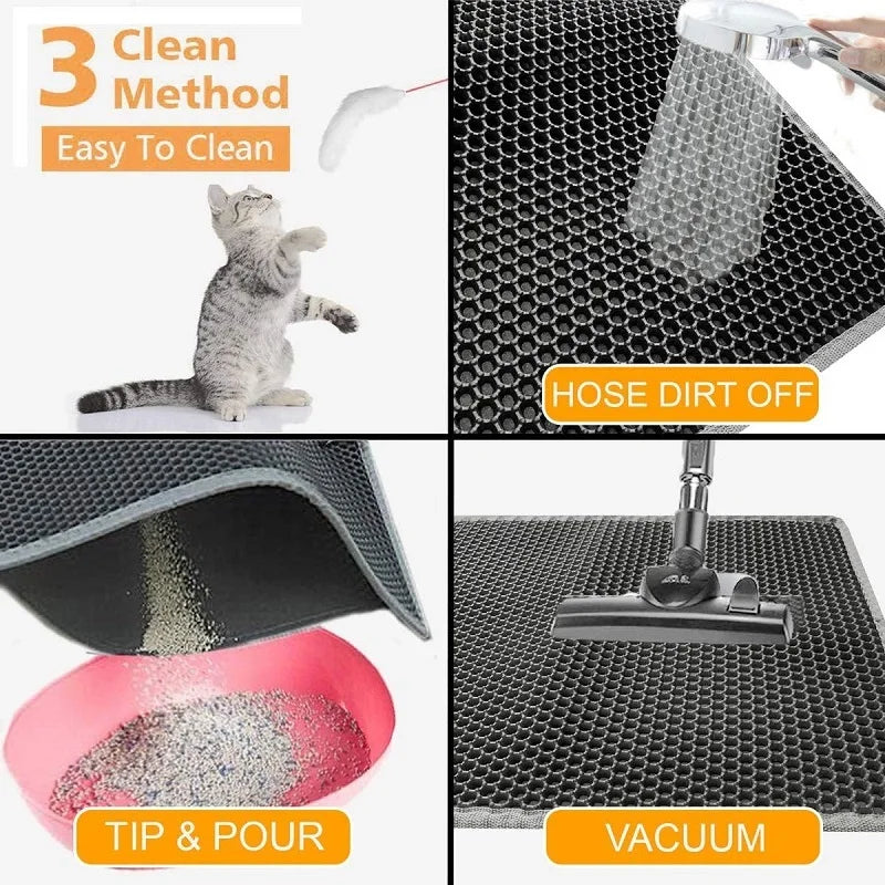 Cat Litter Mat - Water Proof Double Layer Foldable Cat Litter Trapping Bed Pads