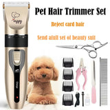 Professional Pet Grooming Set - Electric Cordless Rechargeable Dog Clippers, Ceramic Blade