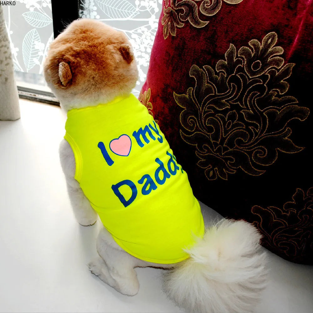 Printed Summer Pets t-shirt - Dog / Cat Cotton Clothes for Small Pets