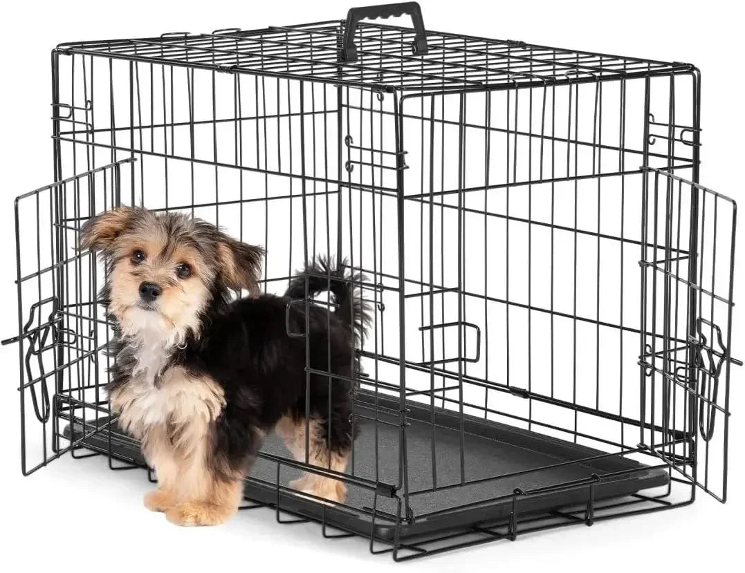 Metal Dog Crate Kennel - Double Door W/Divider Panel, Folding