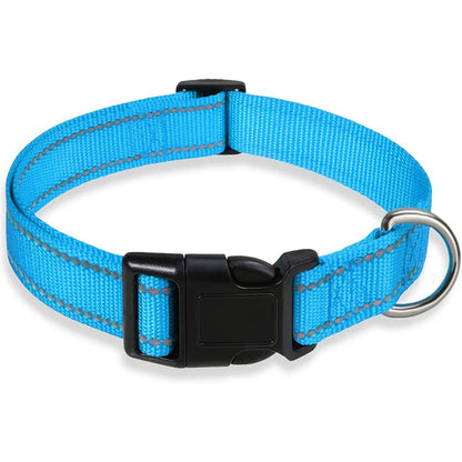 Dog Collar Strap With Adjustable Safety - Reflective Nylon Pet Collar for Small to Medium Size Pets