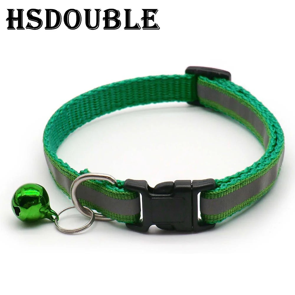 Reflective Adjustable Cat and Small Dog Collars - 2 per pack, 12 Colors with Bells