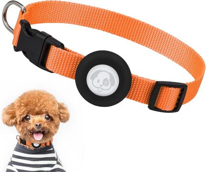 Adjustable Airtag Holder Dog Collar with Quick Snap Buckle for Small Dogs