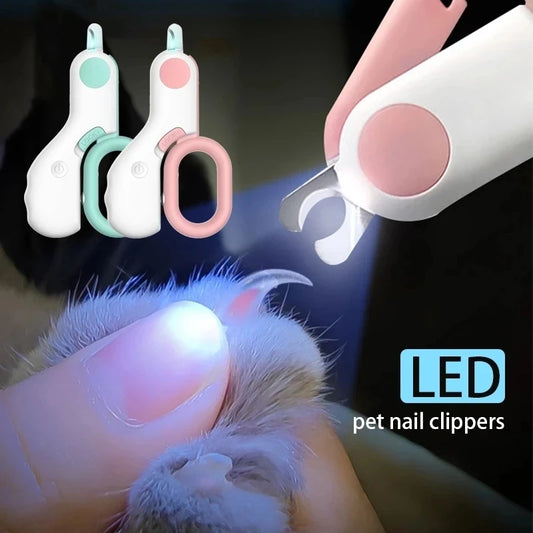 Professional Pet Nail Clipper - LED Light Pet Grooming Scissors for Cats Small Dogs