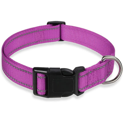 Dog Collar Strap With Adjustable Safety - Reflective Nylon Pet Collar for Small to Medium Size Pets