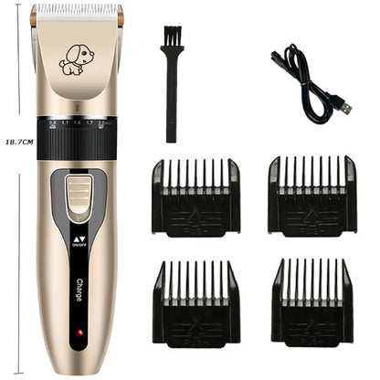 Professional Pet Grooming Set - Electric Cordless Rechargeable Dog Clippers, Ceramic Blade