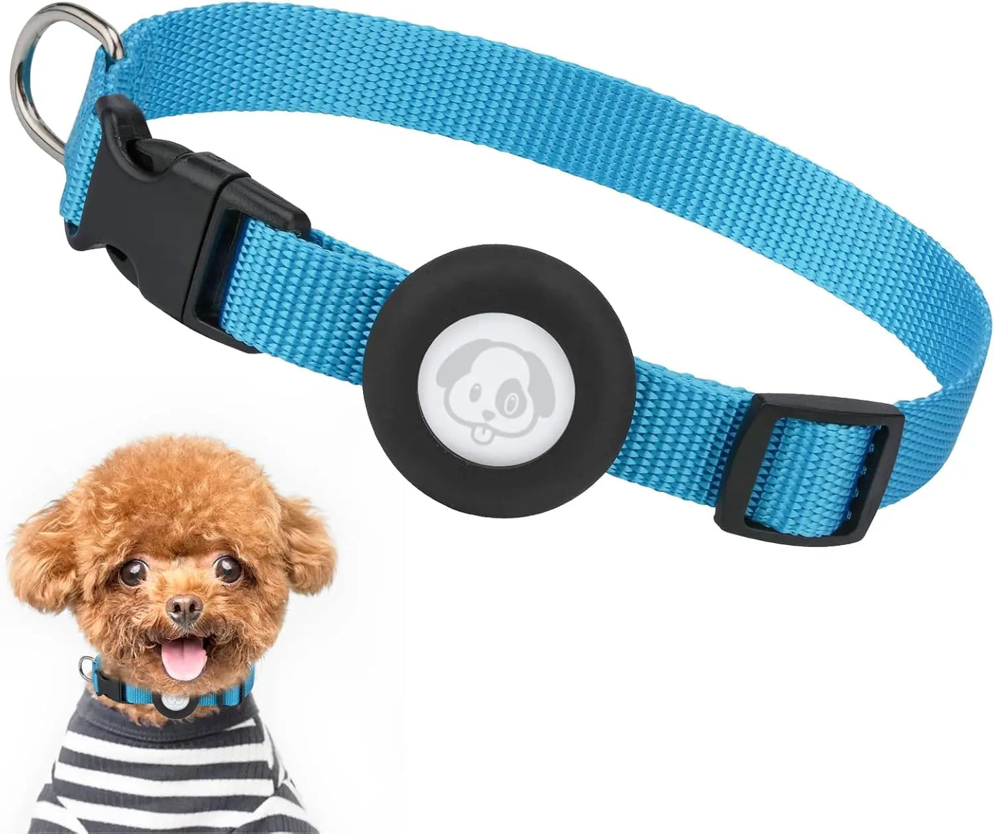 Adjustable Airtag Holder Dog Collar with Quick Snap Buckle for Small Dogs