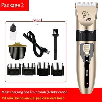 Professional Pet Grooming Set - Electric Cordless Rechargeable Dog Clippers, Ceramic Blade